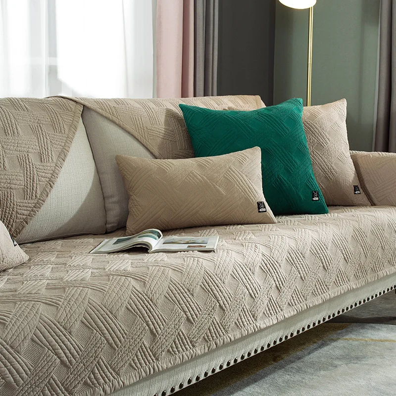 

1/2/3/4 Seater Thicken Sofa Cover Cotton Couch Cover Dustproof Sofa Towel Solid Slipcovers Corner Sofa Covers for Living Room