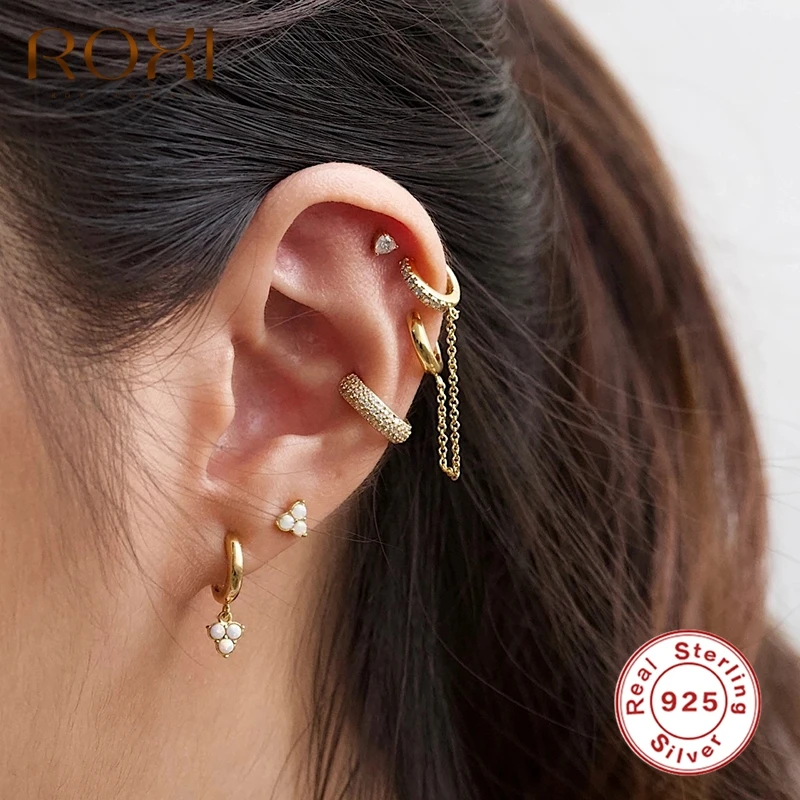 ROXI Роскошные три ряда циркониевый камень C Форма ушные манжеты без пирсинга
