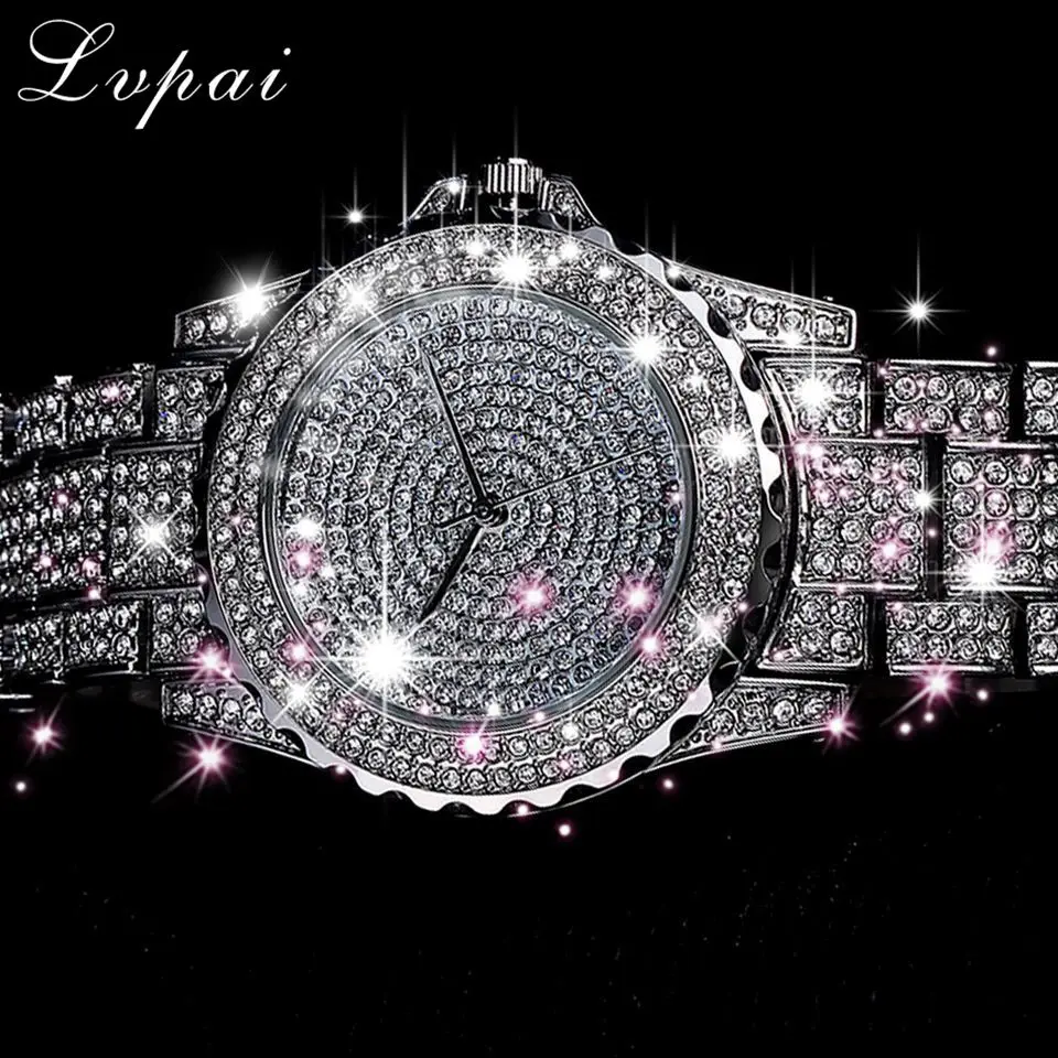 

Frauen Uhr Mode Bling Casual Damen Weibliche Quarz Gold Uhr Kristall Diamant Fur Frauen Uhr