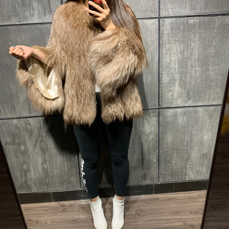 

ladies real fox jacket women natural fur knitted coat