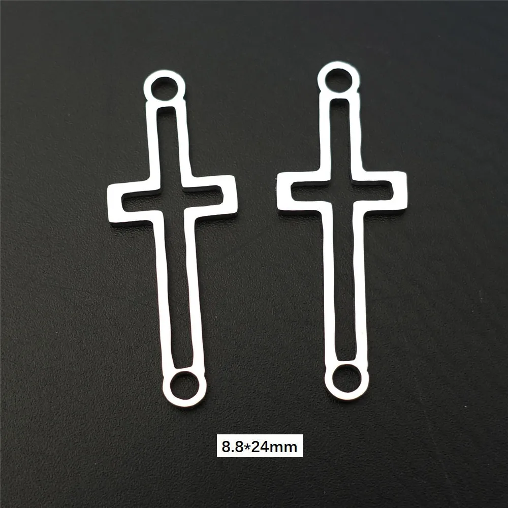 crosses Соединители из нержавеющей стали, электрокардиограмма, перо мира, бесконечность, тиара, крест, якорь, амулеты для изготовления ювелирных изделий, 5 шт./лот - Цвет: crosses