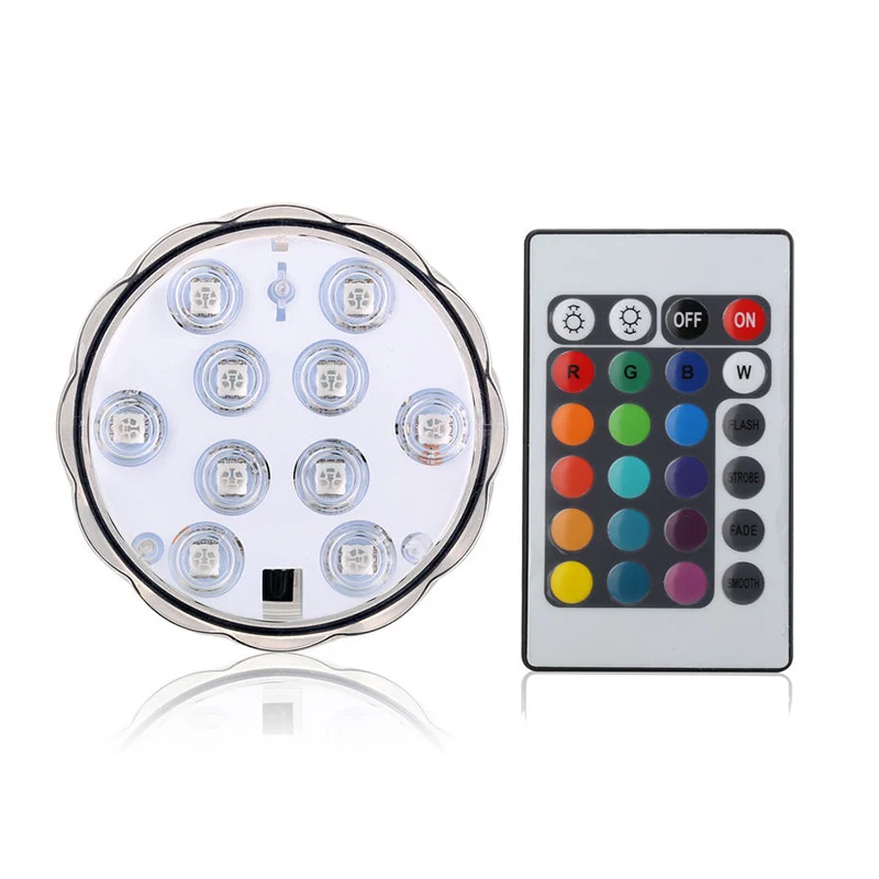 1 light 1 remote 10 Led пульт дистанционного управления RGB погружной светильник на батарейках подводный ночник наружная ваза чаша садовые вечерние украшения - Испускаемый цвет: 1 light 1 remote