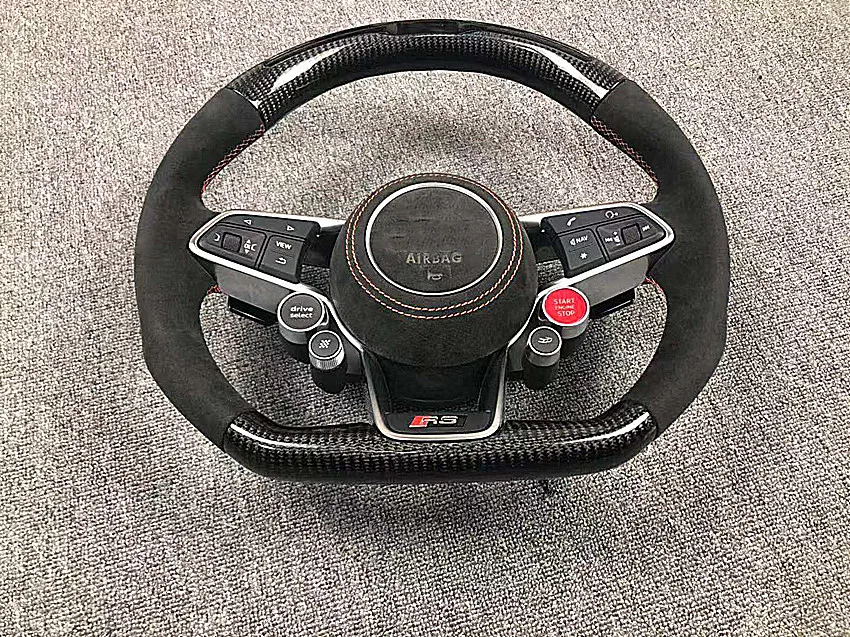 Светодиодный гоночный из углеродного волокна руль с кнопкой MFS для Audi R8- TT- TTS- TT RS