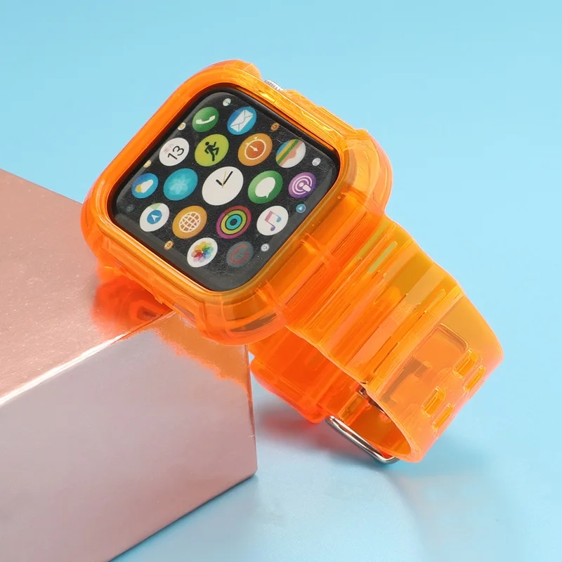 

Soft Transparent Silicone Case cover for Apple Watch Band 44 mm 40mm 42mm 38mm Bracelet band iWatch series 5 4 3 2 38 40mm 44mm