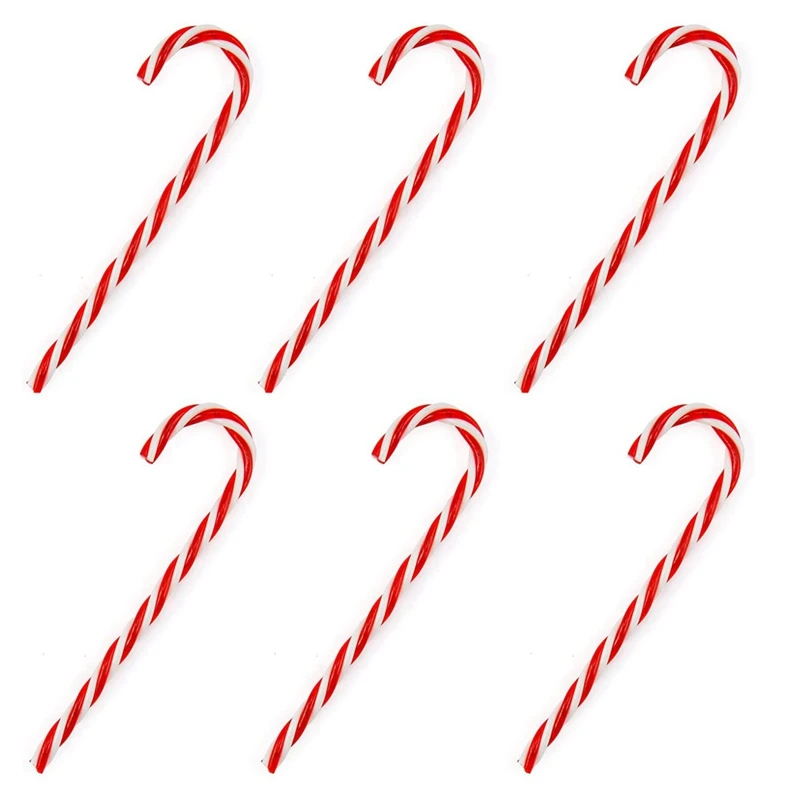 

6PCS Twisted Decoration Candy Sticks Made of Plastic Christmas Tree Decoration Red White 15cm
