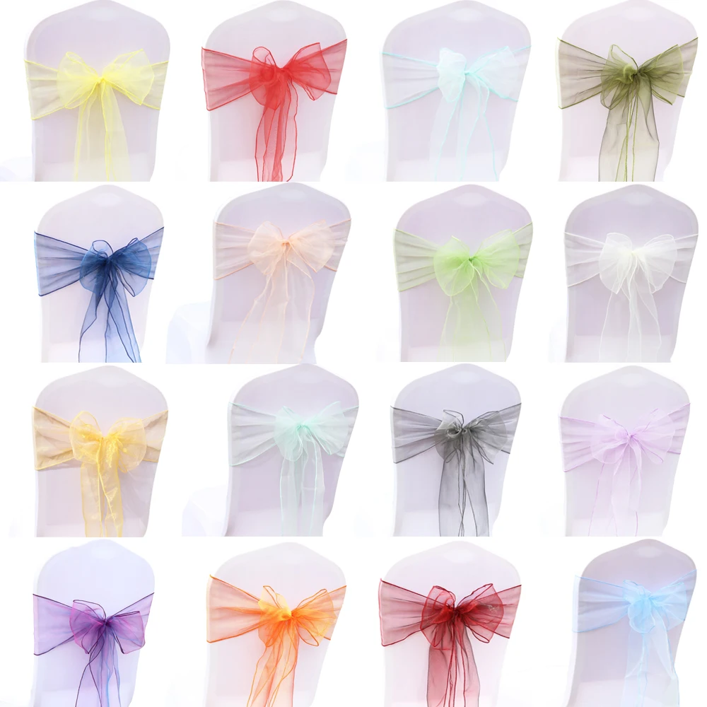 Sashes Bow Cover Wedding Christmas Party Event Banquet Decor Sheer Organza Fabric Chairs Diy Decorations