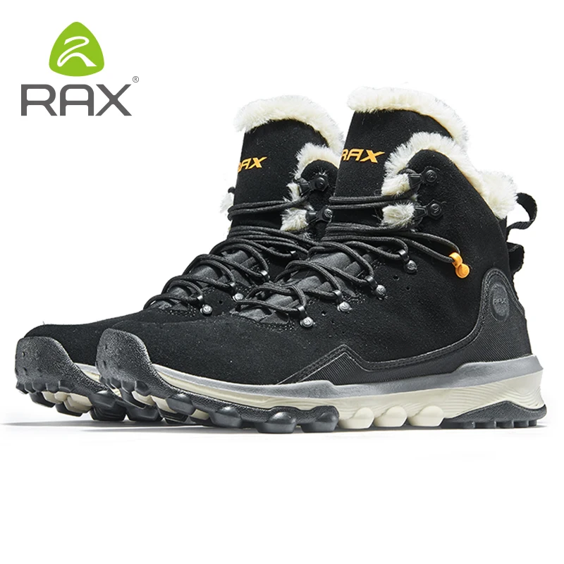RAX Men's Hiking Shoes Latest Snowboot Anti-slip Boot Plush Lining  Mid-high Classic Style Hiking Boots for Professional Men