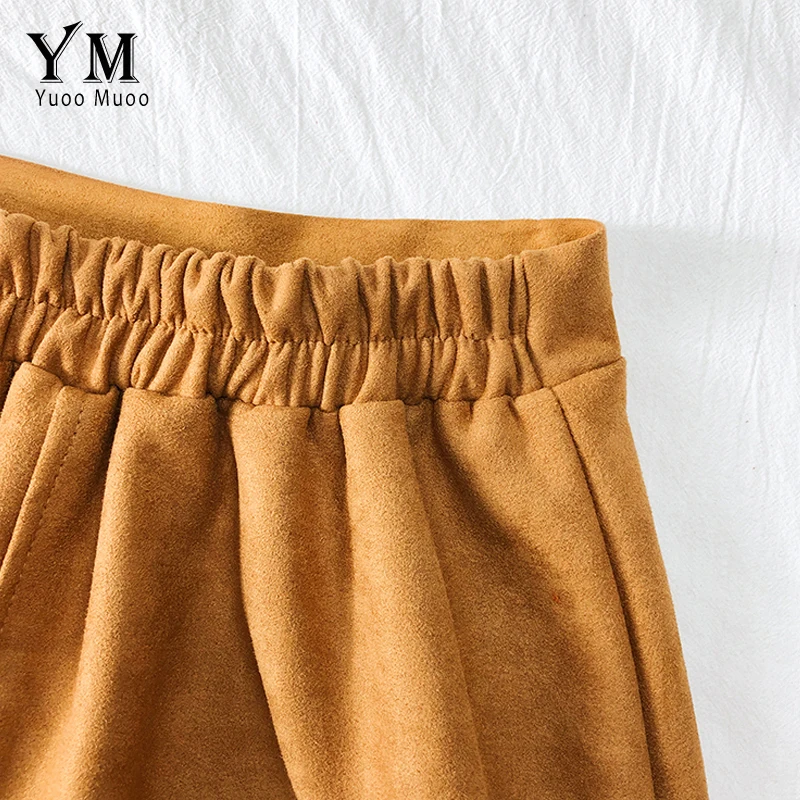 YuooMuoo хорошее качество удобная Осенняя замшевая юбка с высокой талией Женская 2019