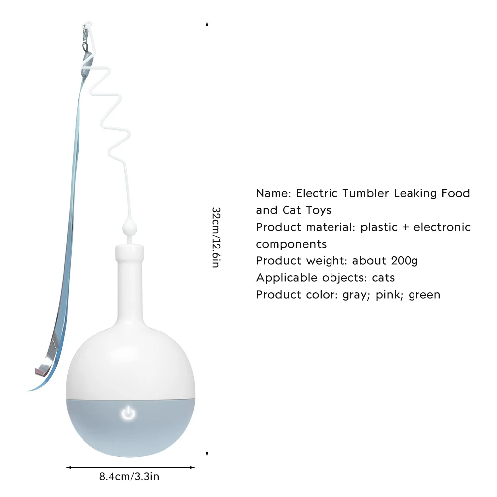 

Cat Toy Kitten Ball Toy Automatic Food Treat Dispenser Windmill Pet Teaser Wand Interactive Self Rotating Ball With Feather
