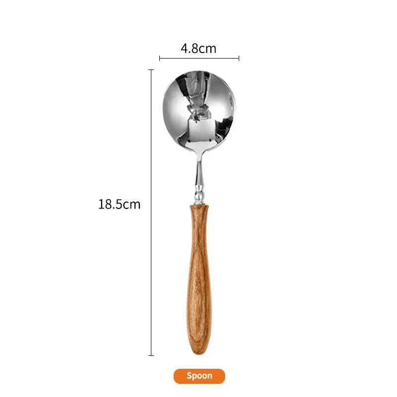 

Набор столовых приборов из нержавеющей стали с деревянными ручками