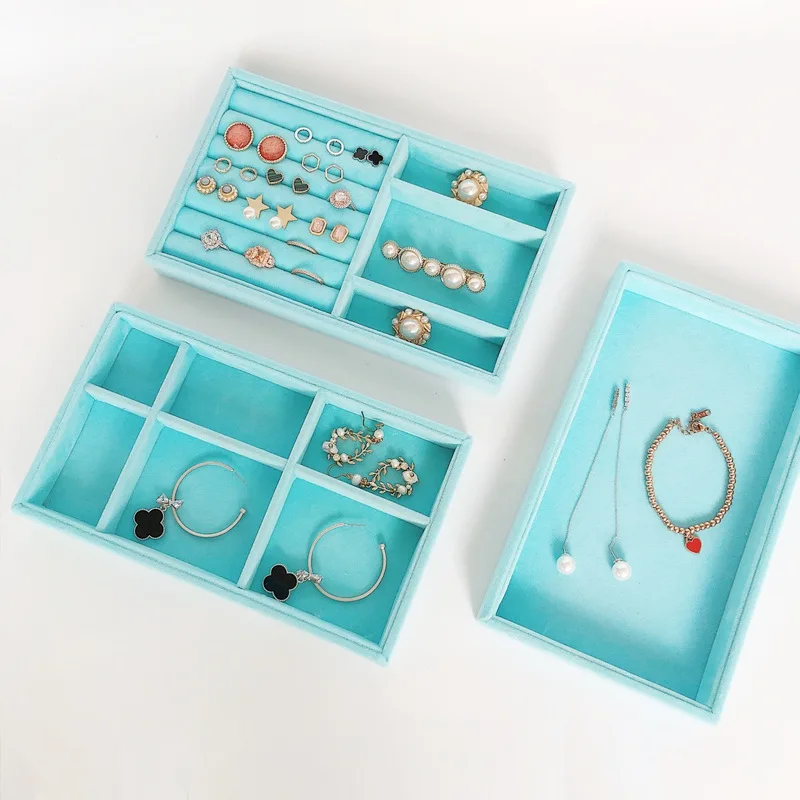 

New Drawer Velvet Jewelry Storage Tray Ring Bracelet Gift Box Jewellery Organizer Earring Holder Small Size Fit Most Room Space