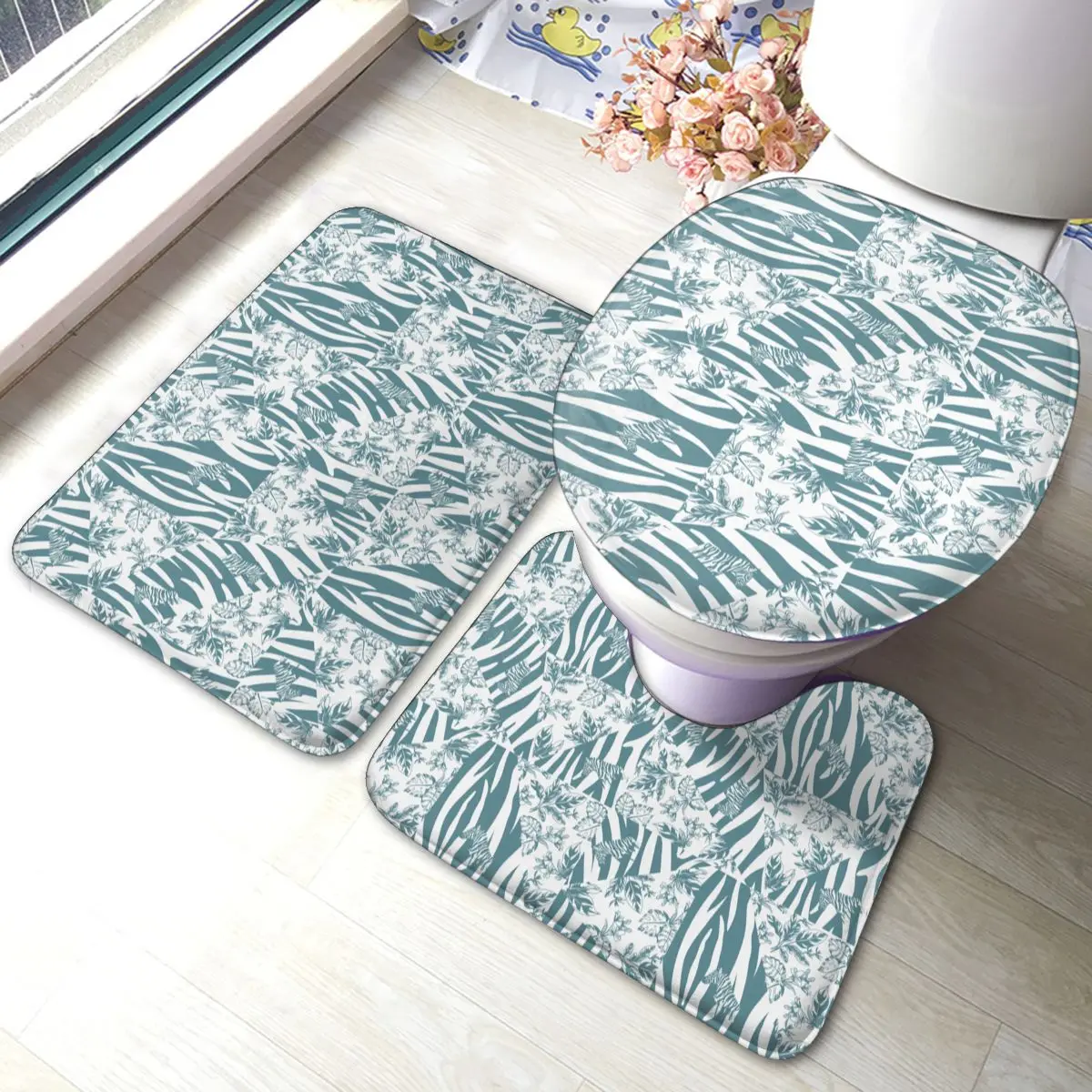 

Zebra Bath Mat Zebra Shower Soft 3 Piece Bathroom Mat Set Vintage Polyester Bathroom Rug