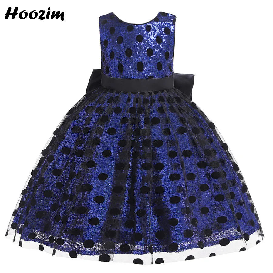 

Expensive Royal Blue Shine Sequin Backless Prom And Evening Dress Girls 18M-6 Years Tulle Polka Dot Birthday Party Dresses Kids