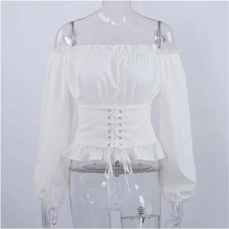 Женский атласный корсет с рукавами фонариками Размеры S/M/L|Блузки| |