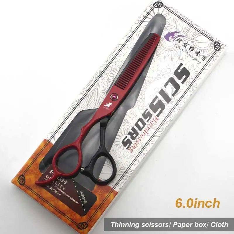 Red Thinning 5,5/6,0 дюймов серебряные японские ножницы для волос дешевые Парикмахерские ножницы Ножницы Парикмахерская бритва стрижка левосторонние ножницы - Цвет: Red Thinning