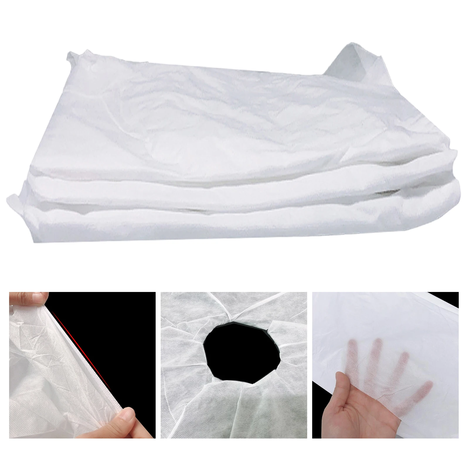 

10Pcs Disposable Massage Table Sheets Salon Facial Bed Covers with Face Hole