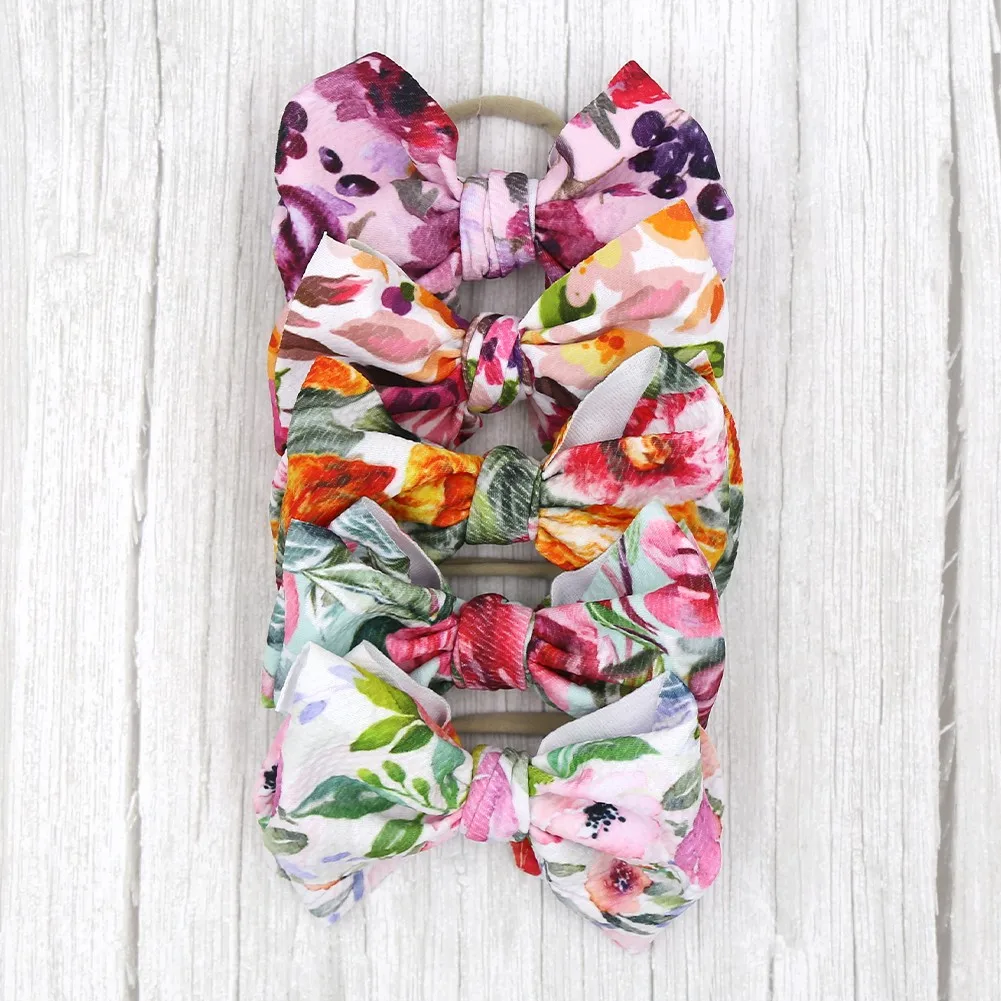 Новое поступление Повязка на голову с бантом и принтом Модный детский головной