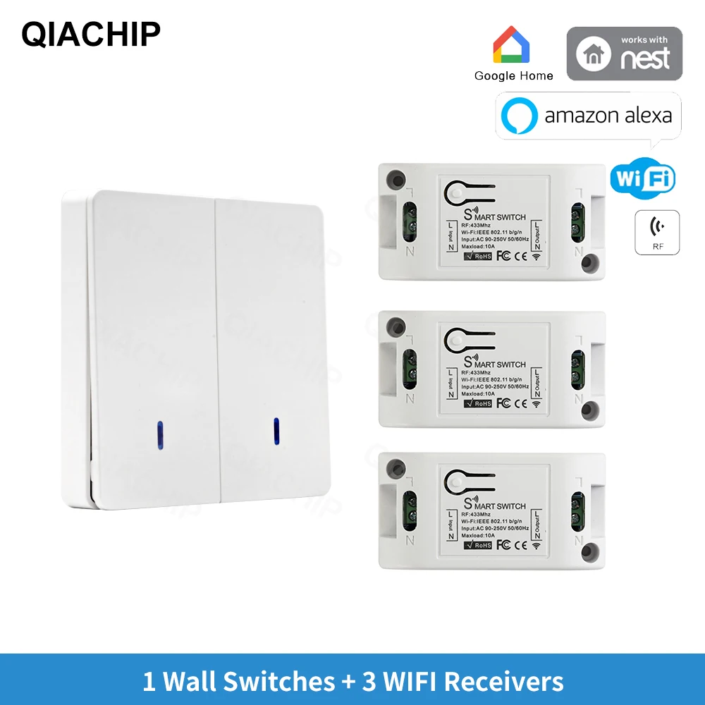 

Умный выключатель QIACHIP Tuya с поддержкой Wi-Fi и управлением через приложение