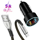 Автомобильный зарядный кабель QC 3,0 для OPPO A52, A72, A92, A92S, Samsung S20, S10, A71, A51, A50, A70, USB Тип C, Сверхбыстрая зарядка, зарядное устройство для автомобиля