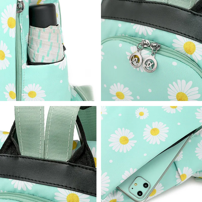 

Fashion fresh Flowers women backpack new oxford multifunctional Shoulder bags youth girl school bag hairball travel back pack