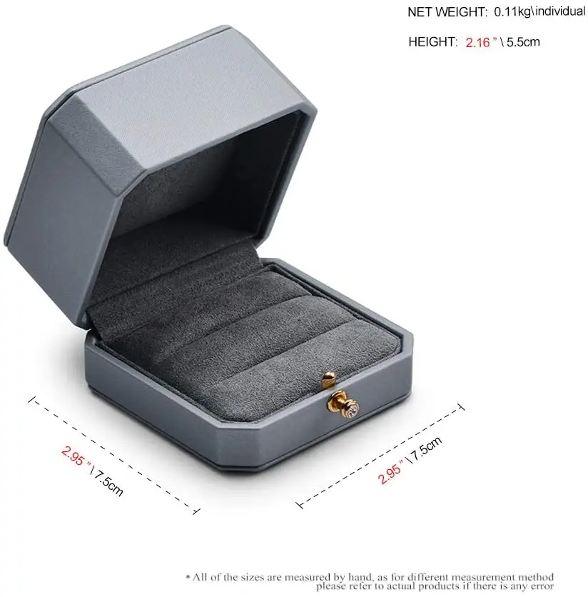 Oirlv Double Ring Premium Leather Box for Wedding Ceremony Engagement Ring Bearer Couple Ring Holder Jewelry Gift Box Organizer