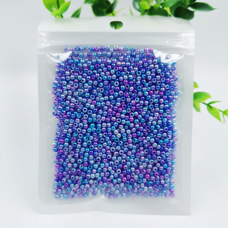 New Mix Rainbow Color Round 3mm ABS Imitation Pearl Plastic Beads Hole 1.0mm Loose Beads Diy Jewelry Necklace Making 1000PCS
