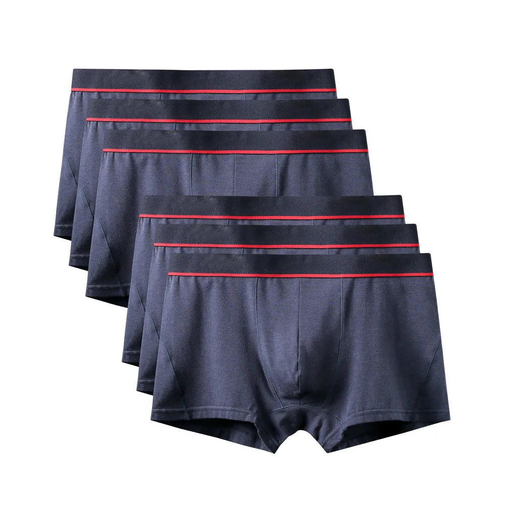 6Pcs A0582 Dark Blue 6 шт./лот, новинка, высокое качество, Mr трусы, модные, сексуальные, брендовые, U выпуклые трусы, мужские, размера плюс, боксеры, шорты, большой размер, нижнее белье - Цвет: 6Pcs A0582 Dark Blue