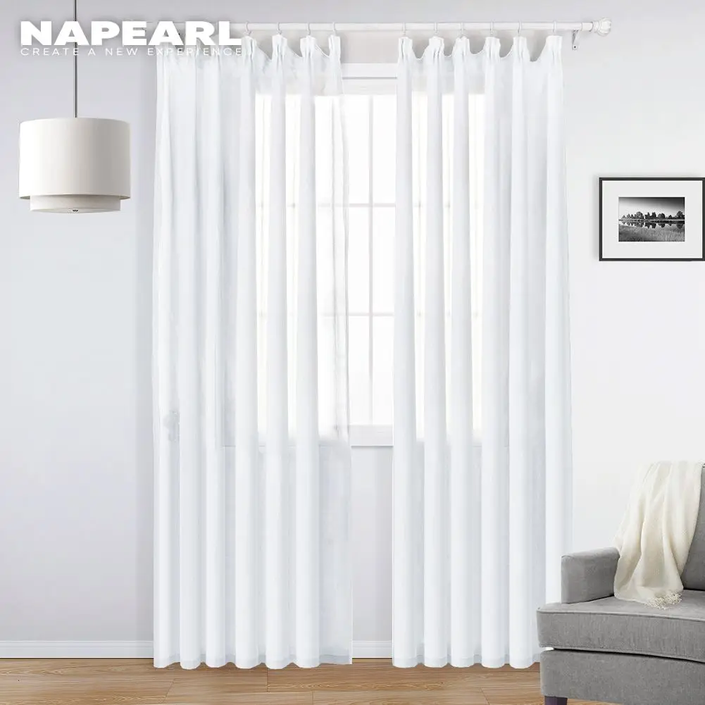 

NAPEARL White Sheer Curtains For Living Room Tulle Curtain Bedroom Window Treatment Finished Voile Drape Decoration