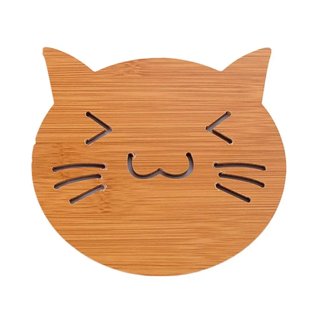 

Bamboo Hollow Cats Owl Shape Heat Resistant Pad Cup Holder Placemat Coasters