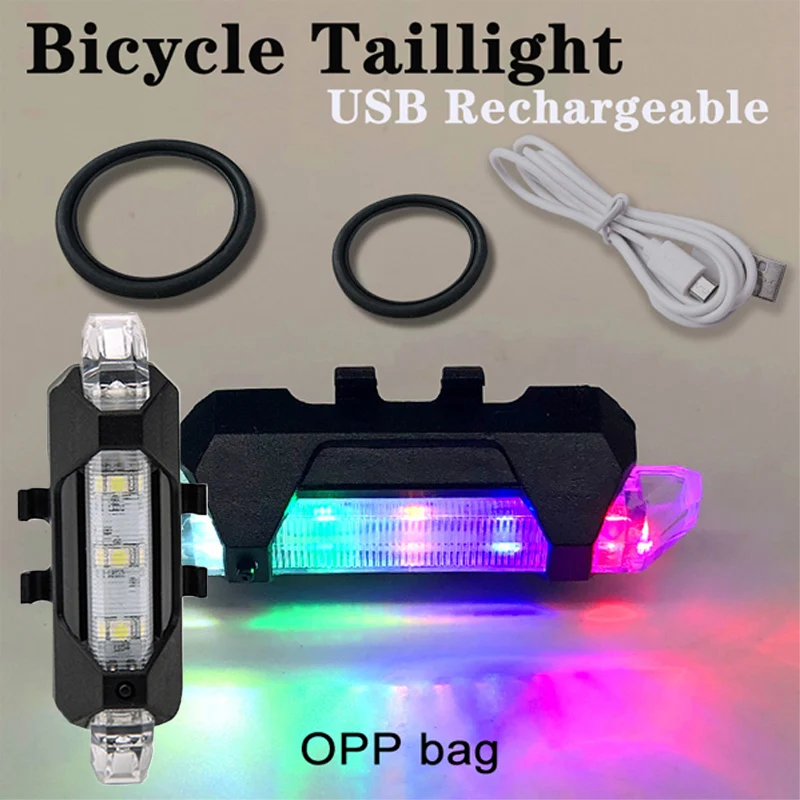 

Bicycle Rear LED Light Waterproof Mountain Bike Rear Tail Light USB Rechargeable Night Cycling Bicycle Safety Warning Taillamp