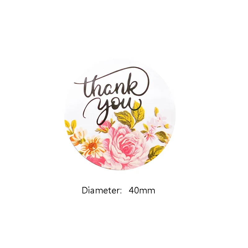 1200 шт./лот Симпатичные Круглые клейкие крафт-наклейки с надписью Thank you Flower DIY