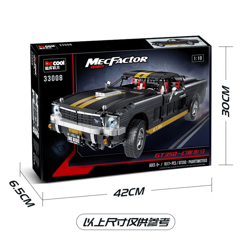 

Creator Expert Technic Ford Mustang GT 350-H 33008 1817 PCS Pull back car 488 GTE RSR Moc Modular Bricks Model Building Blocks