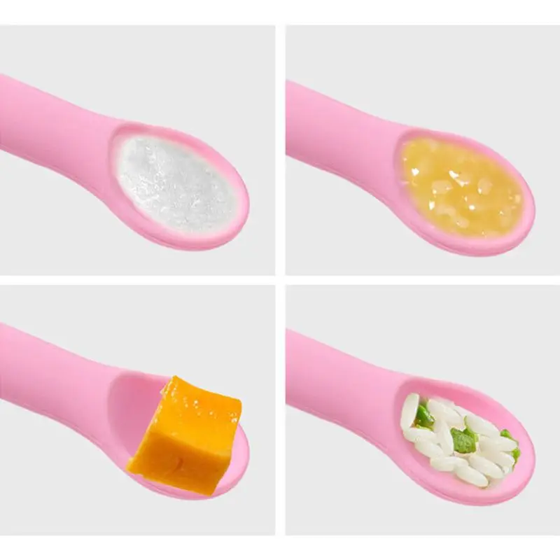 

2Pcs Baby Silicone Soft Feeding Spoon Tableware Spoons Infant Learning Spoons