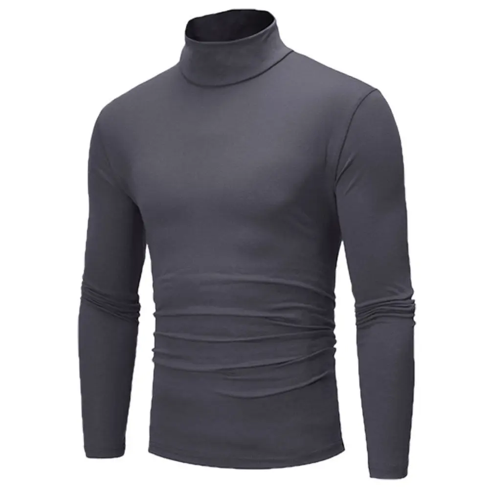 Мужской зимний приталенный свитер теплый Хлопковый пуловер с высоким воротом