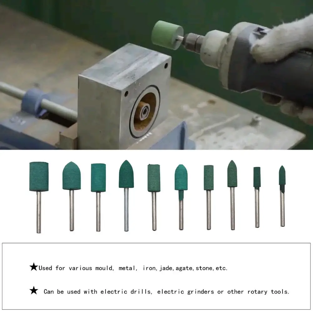 

Rotary Power Tool 10pcs Abrasive Mounted Sanding Disc Rubber Polishing Burr Bits Point Points Heads