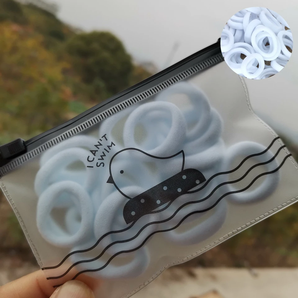 Bag White Девушки эластичный аксессуары для волос для детей черный, белый цвет резинкой хвост держатель резинка для волос связей scrunchies haarband cinta Пело - Цвет: Bag White
