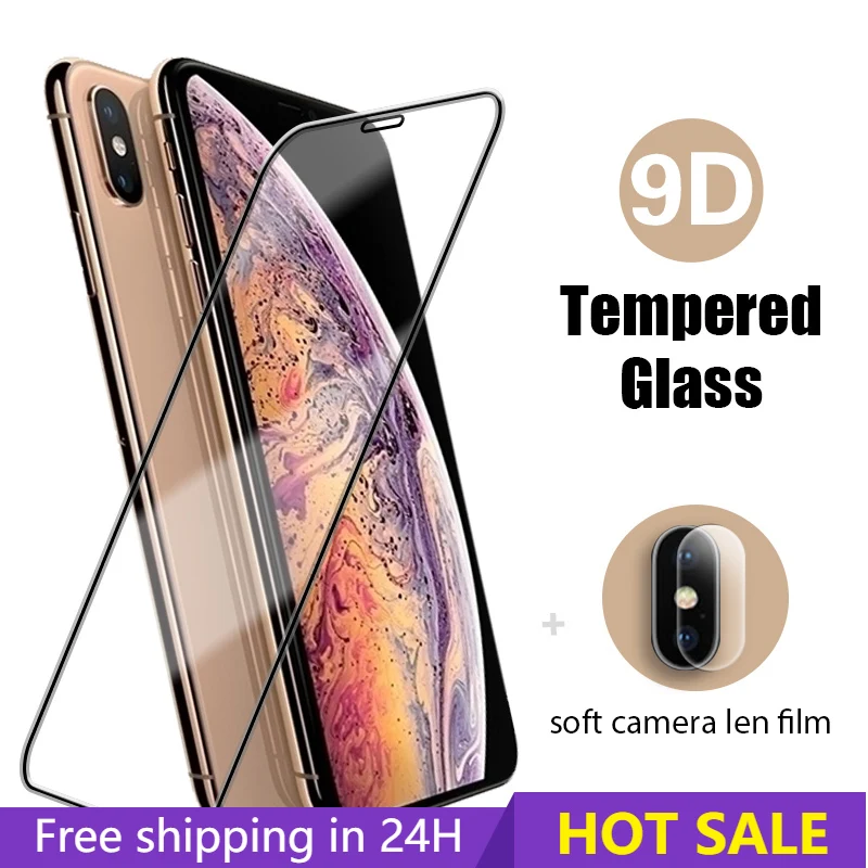 

Lens Protector for iPhone 11 Pro XS Max XR X 9D Protective Tempered Glass for iPhone 12 Pro Max 7 8 6 6S Plus SE 2020 Glass Film