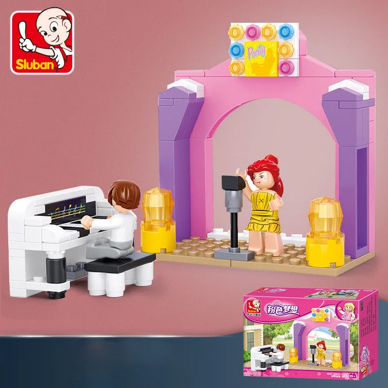 

SLuban blocks 109pcs B0521 Pink Dream Piano Solo Singer model Toys Building Blocks Children's Toys for Childs birthday Education