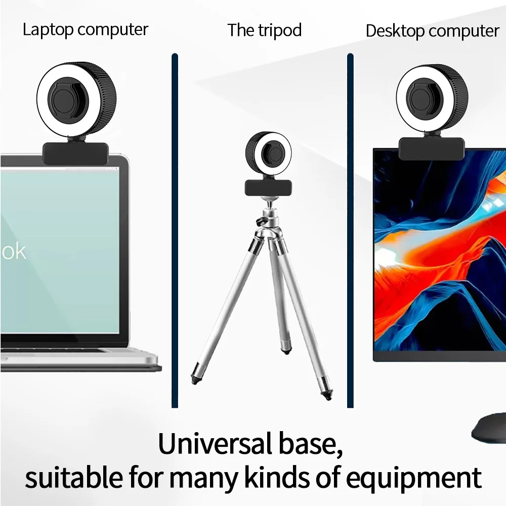 

For Mac for Windows for IOS for Android HD 1080P Webcam With Microphone USB Autofocus Camera 3Light Conference Video Call Camera