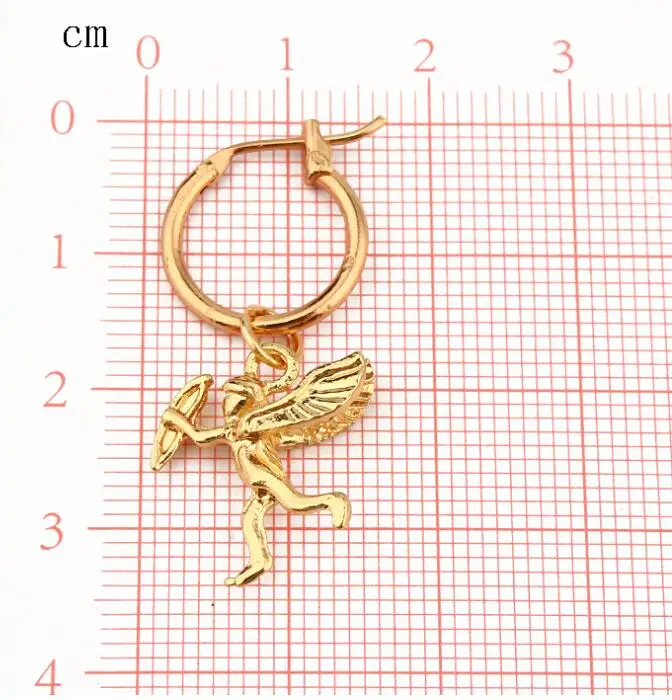 

1 Pair New Trend Cute Hoop Earrings With Pendant Gold Color Fashion Earrings
