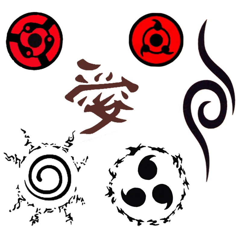 Наруто Аниме татуировки наклейки для взрослых детей Шаринган косплей реквизит