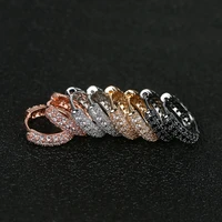 luxury shiny hoop earrings for women three layer micro zircon stone paved small copper huggies charm piercing ear hoops jewelry
