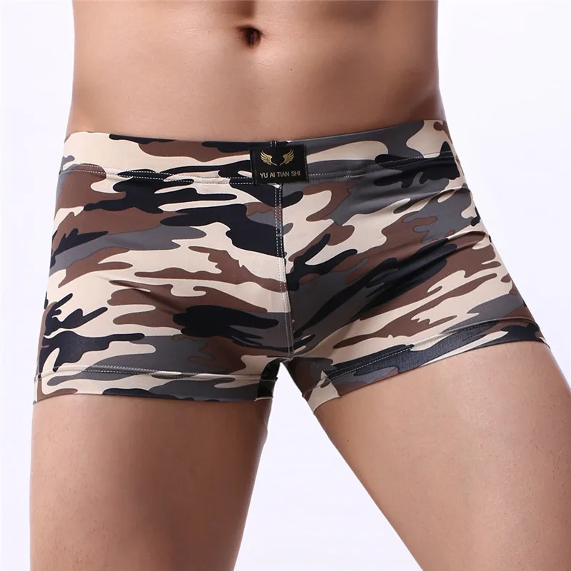 4PCS/Lot Men Underwear Camouflage Boxer Nylon Breathable Male Panties U Convex Men Boxer Shorts Calzoncillo Men Underpants