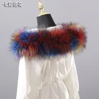 Воротник из искусственного меха енота, зимняя куртка, капюшон, декоративный меховой воротник, унисекс, мужской, женский, аксессуар сделай сам, Воротник из меха енота, меховые шарфы