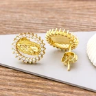 Лидер продаж, классические серьги-гвоздики с изображением девы Марии из меди и циркония, 28 видов