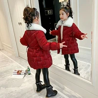 new fashion girls winter clothes cotton jacket in winter foreign childrens thickened female baby medium and long cotton jacke