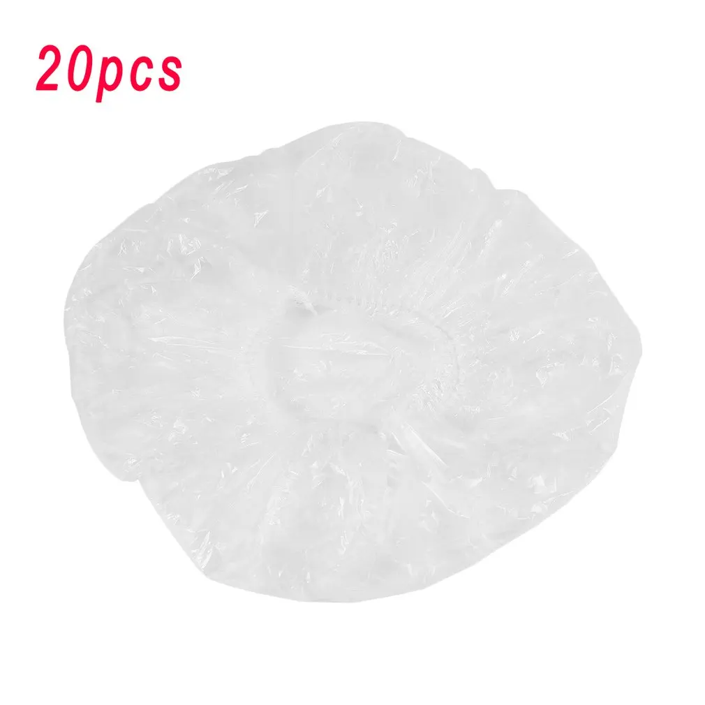 

20pcs Disposable Clear Spa Hats One-Off Elastic Shower Bathing Cap Waterproof Show Hats for Hair Salon Home
