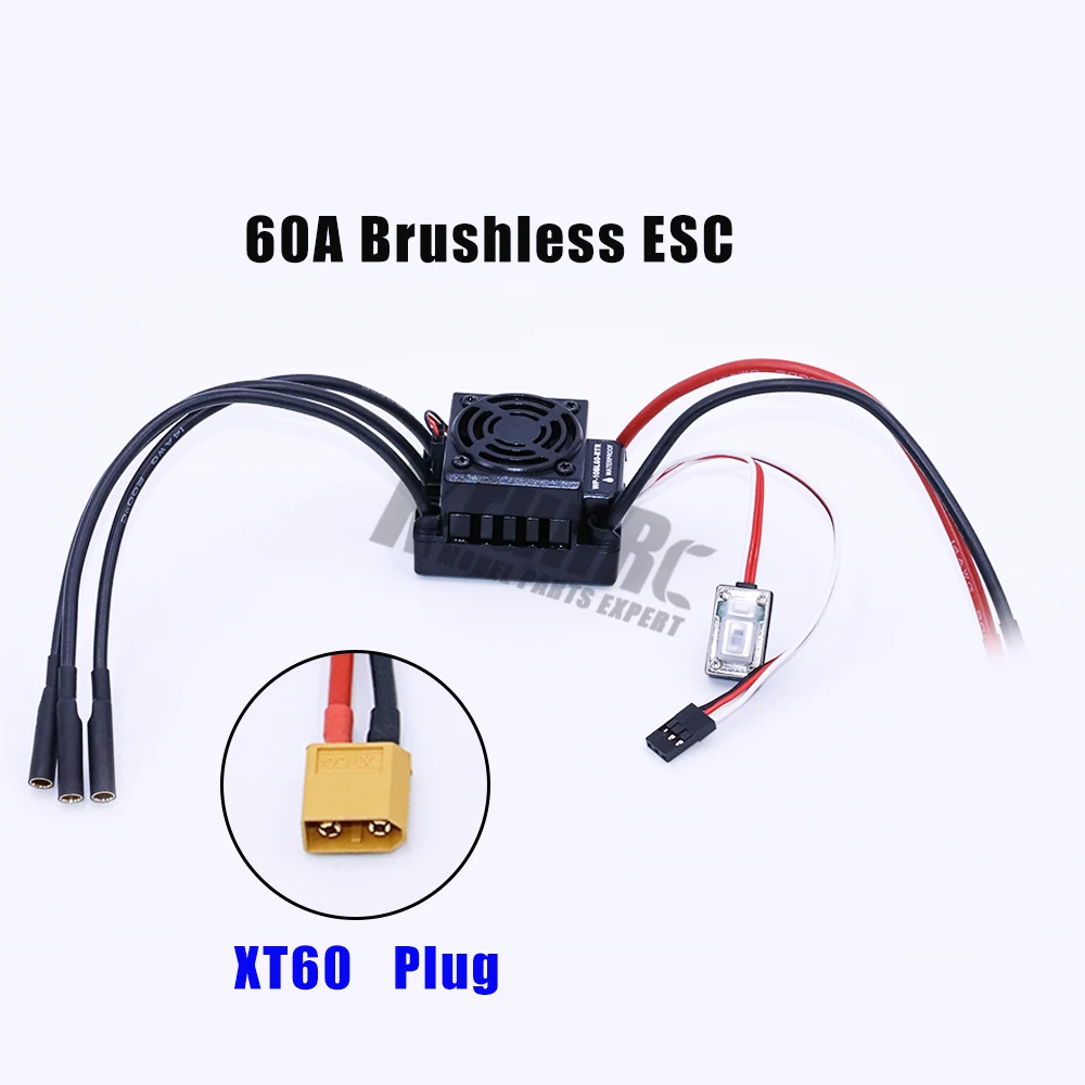 60A Водонепроницаемый ESC 2S 3S SBEC 6В/3A бесщеточный Lipo никель-металл-гидридного подходит 540 двигатель для 1/10 моделей уменьшенного масштаба дистанционного Управление RC автомобиль WP-10BL60-RTR - Цвет: XT60 plug