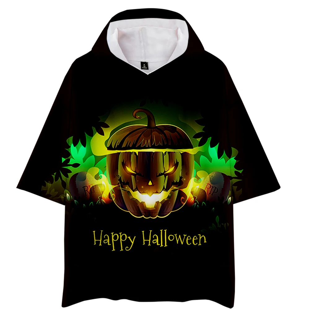 

Новинка 2021, толстовки с 3D-принтом на Хэллоуин для мужчин и женщин, мужская толстовка с коротким рукавом и капюшоном