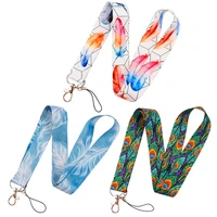 feathers neck strap lanyard for keys id badge holder mobile phone straps keychain diy hang rope webbing ribbon accessories